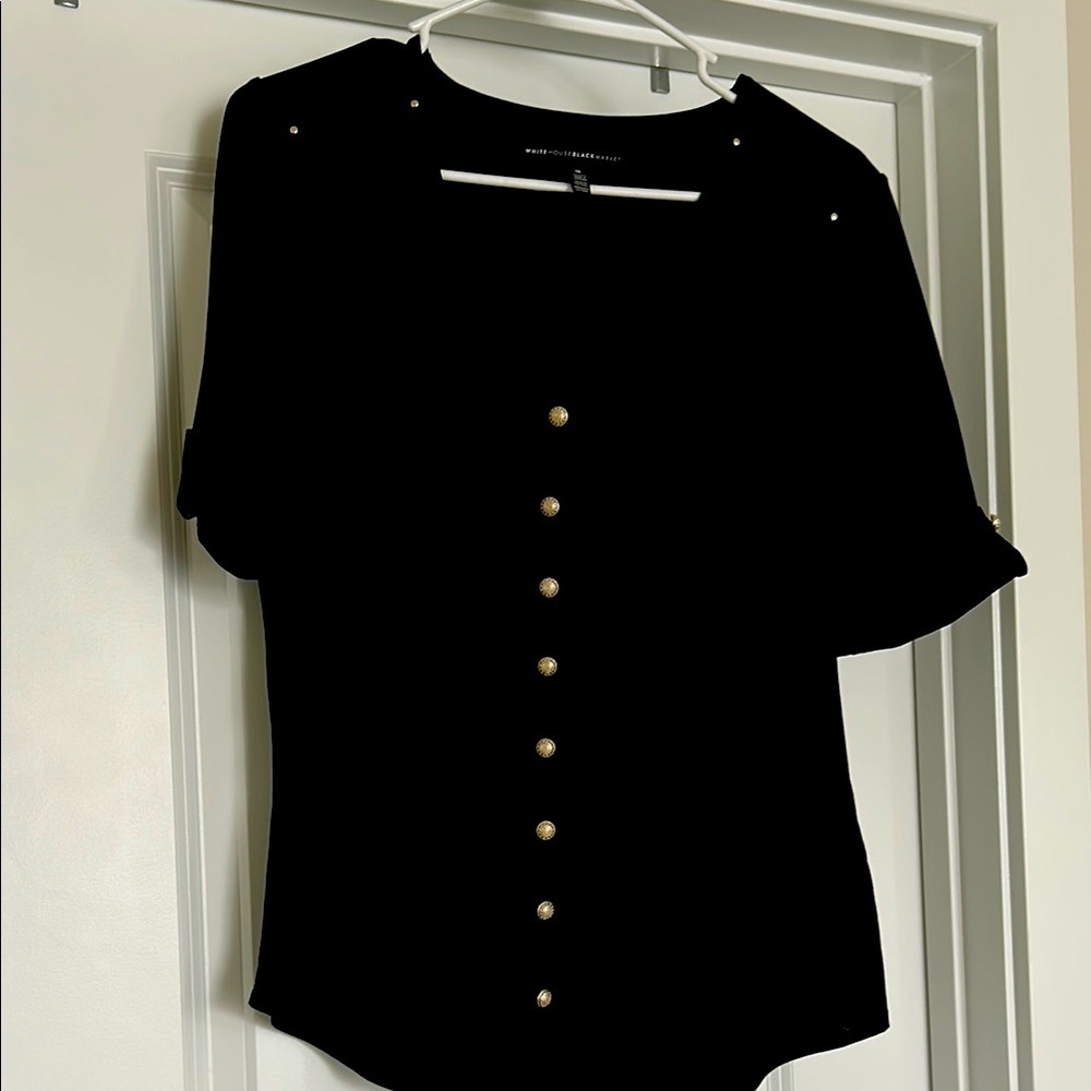 White House, Black Market Black Gold  Button Women’s Top